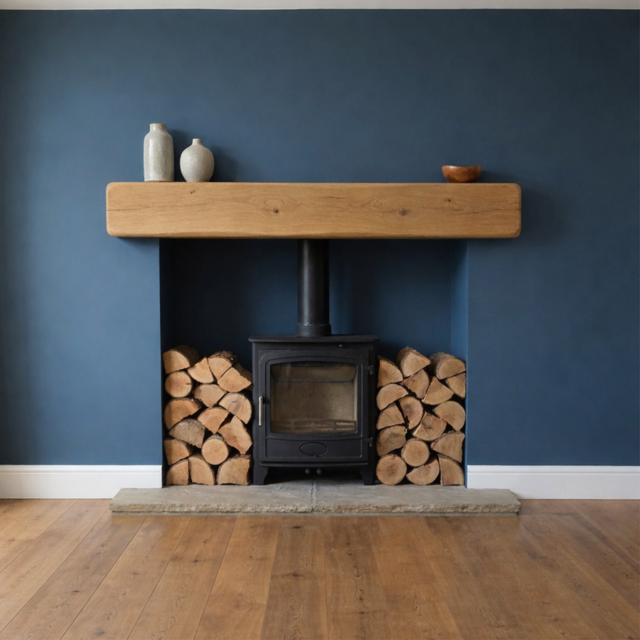 rustic oak fireplace beam
