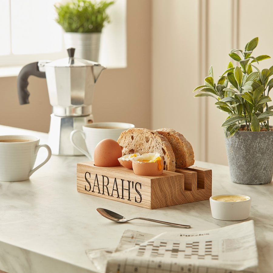 Personalised Egg & Soldiers Board with Toast Rack