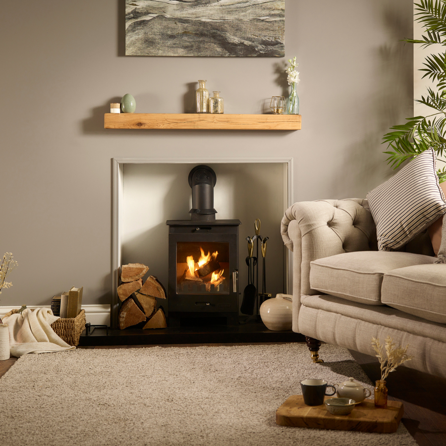 Rustic Reclaimed Floating Oak Mantel Beam 10cm x 10cm