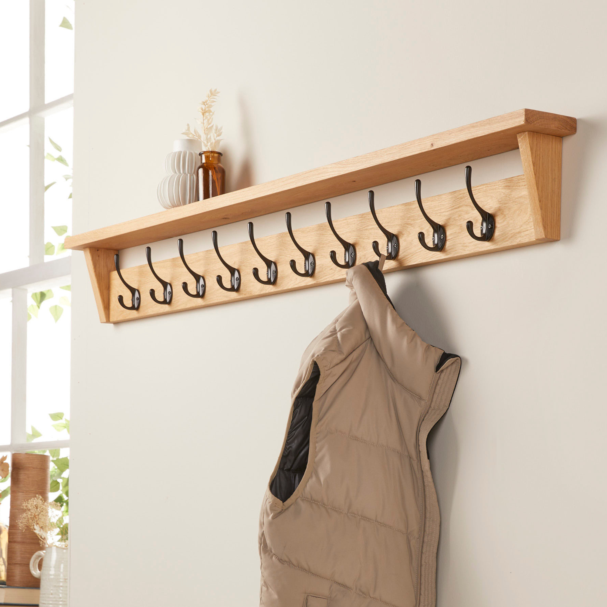 Oak Club Rack Oak Coat Racks | Wooden Wall Coat Racks | Off The Grain - Off the Grain