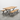 solid oak dining table and bench set with clear coat steel x frame legs isolated on white background