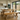 ustic pine dining table and bench set with x frame legs in family dining space 