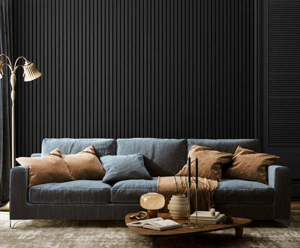 Modern Charcoal Black Panels MDF Slim Slats Wall Panel for Stylish