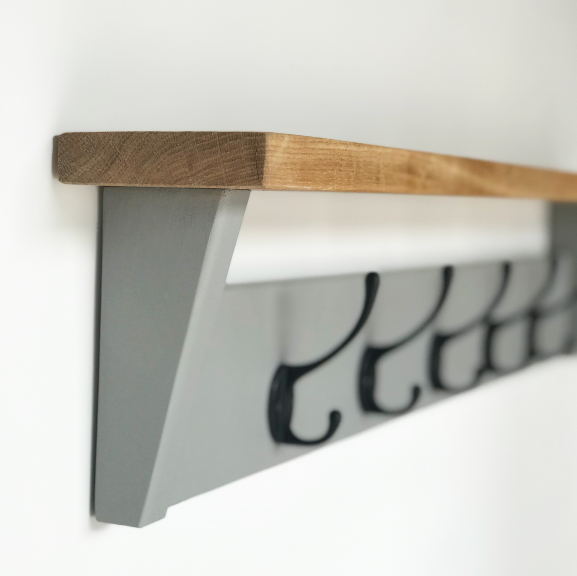 Light Grey Hanging Shelf Coat Rack Painted Wood Coat Rack Off the Grain