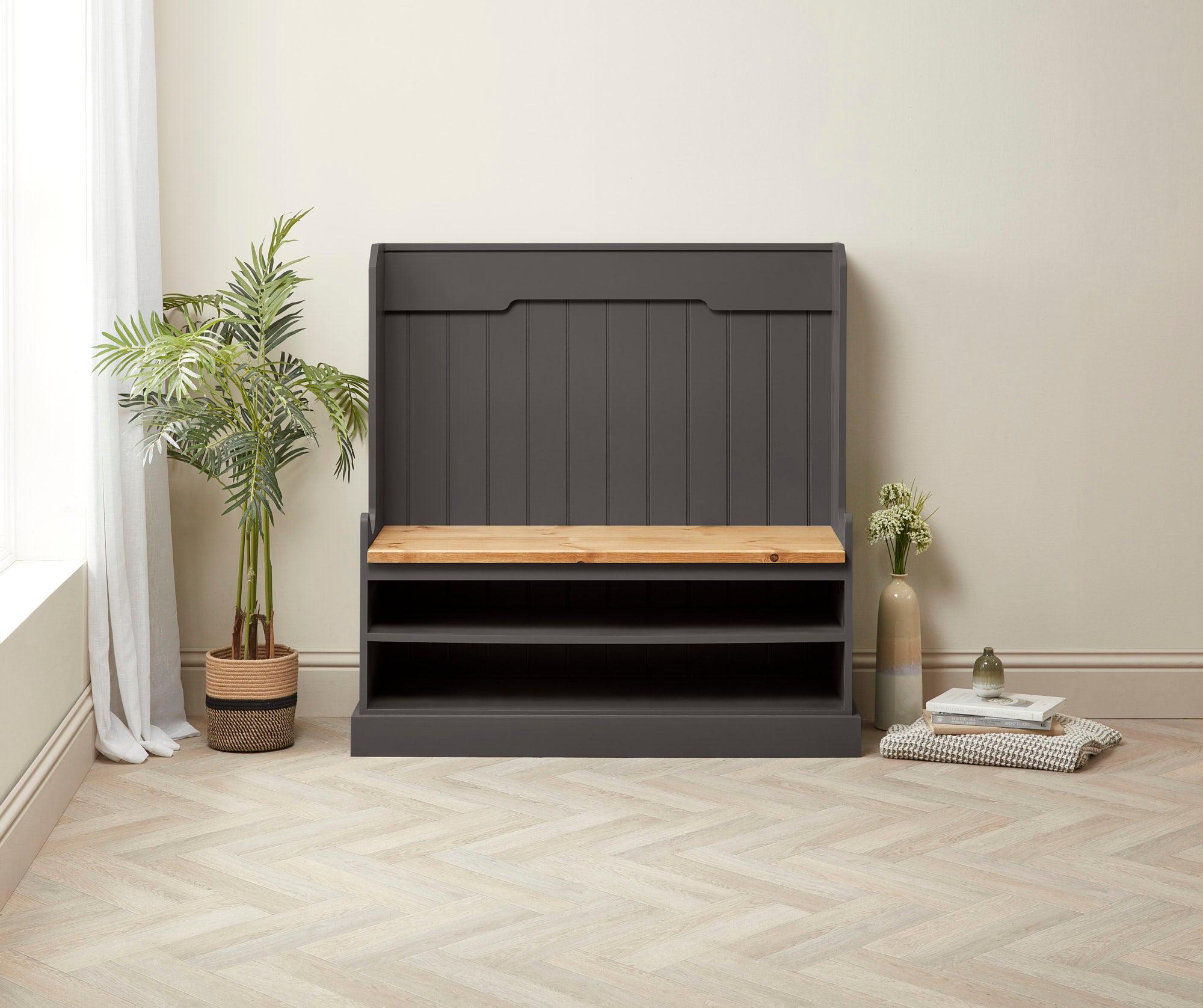 Hallway Bench with Shoe Storage Off the Grain