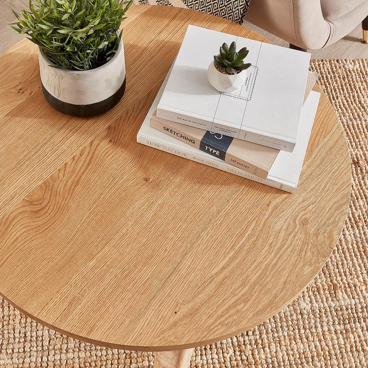 Solid Oak Round Coffee Table - Off the Grain