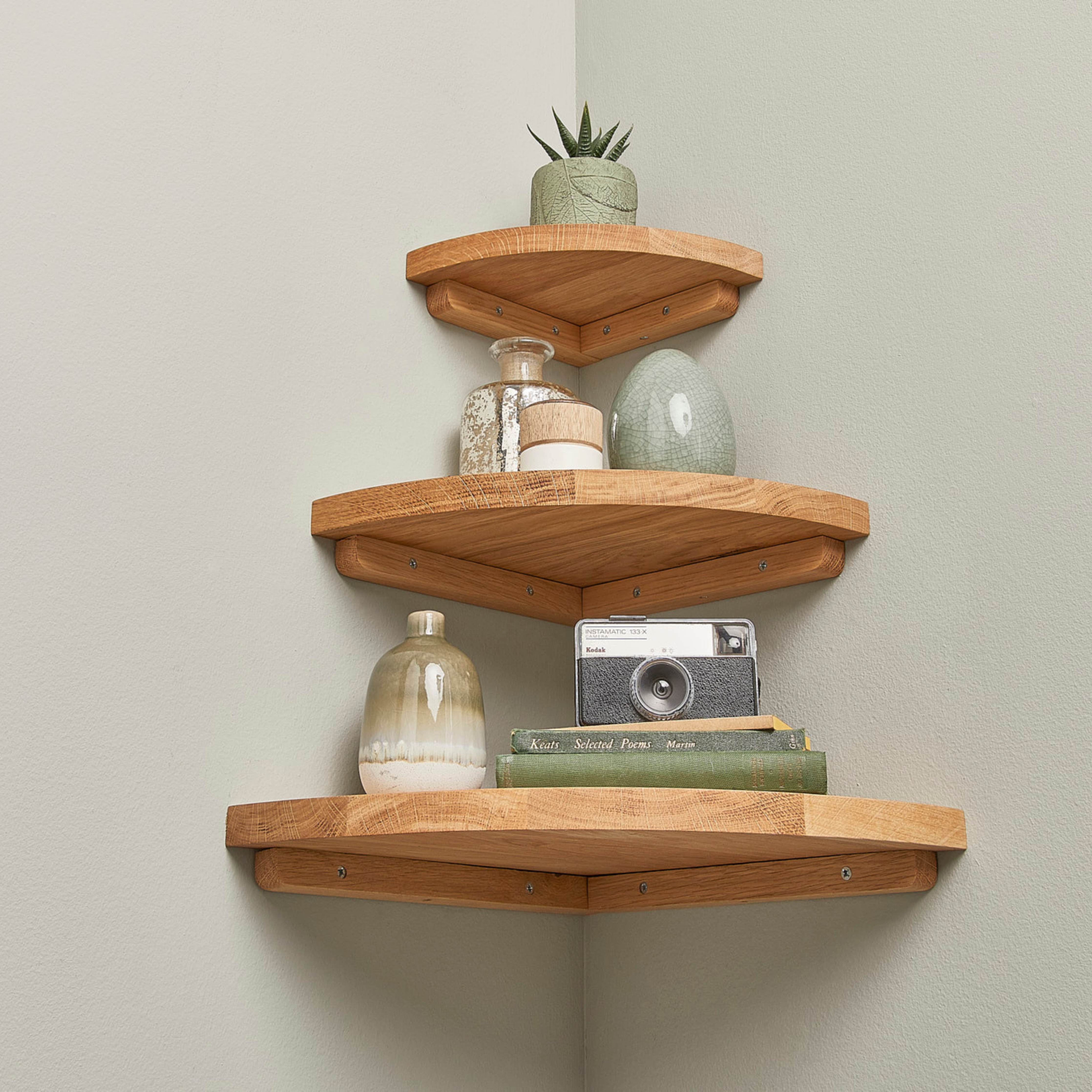 Oak Floating Corner Shelf