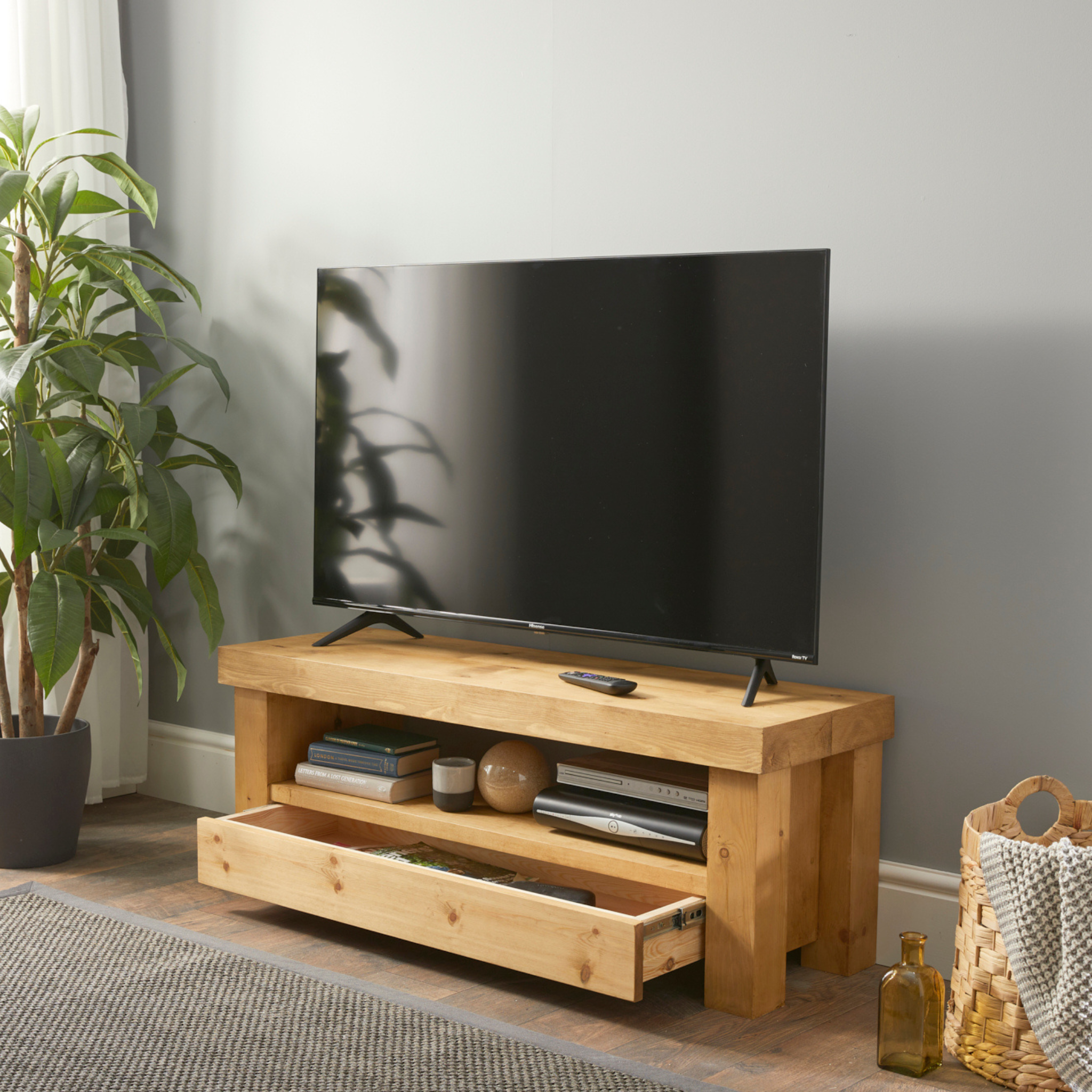 Solid Wood TV Stand Unit with Storage Off the Grain