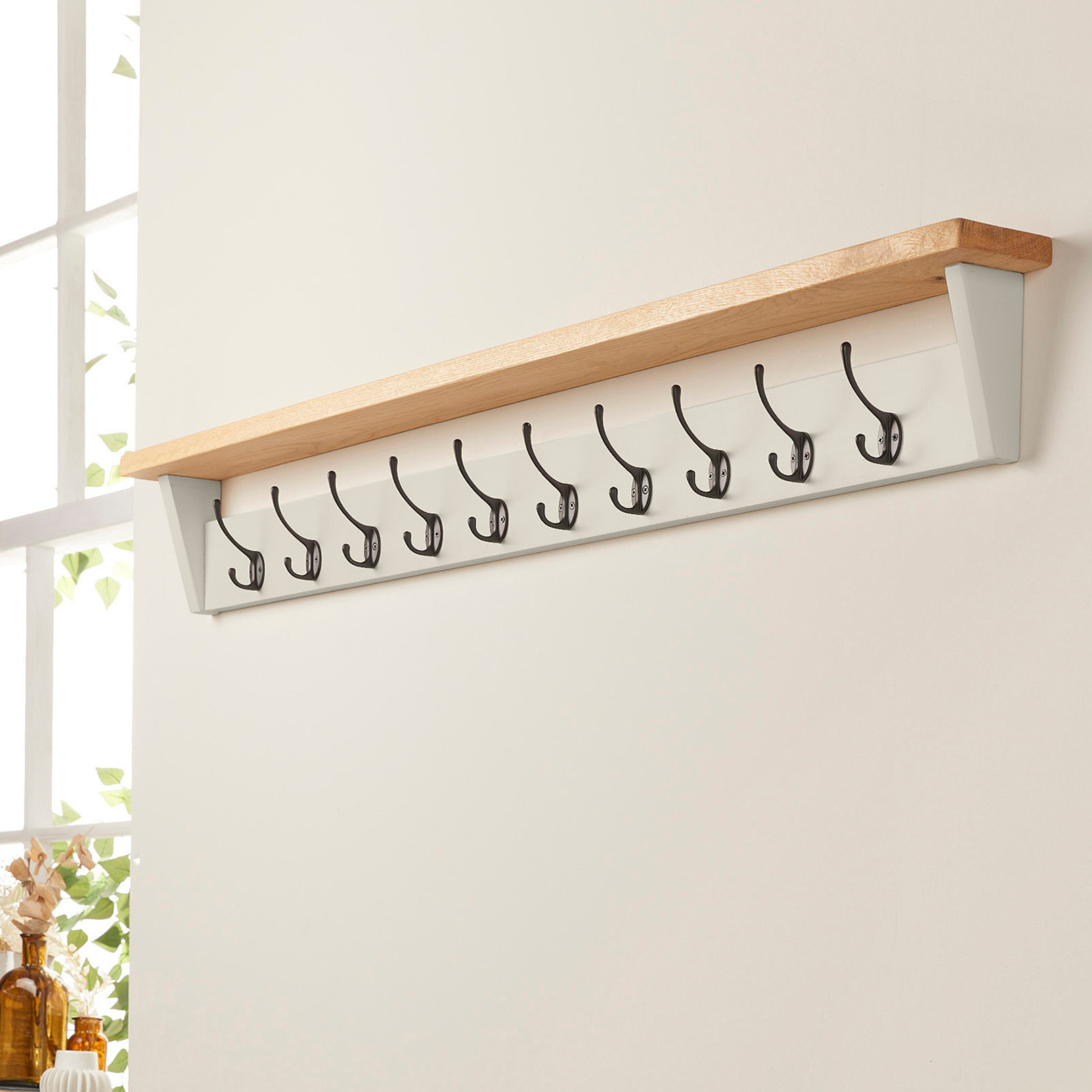 Grey coat hook discount shelf