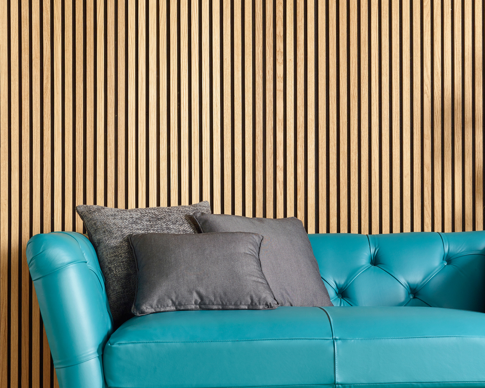 Acoustic Oak Slat Wood Wall Panels Off the Grain