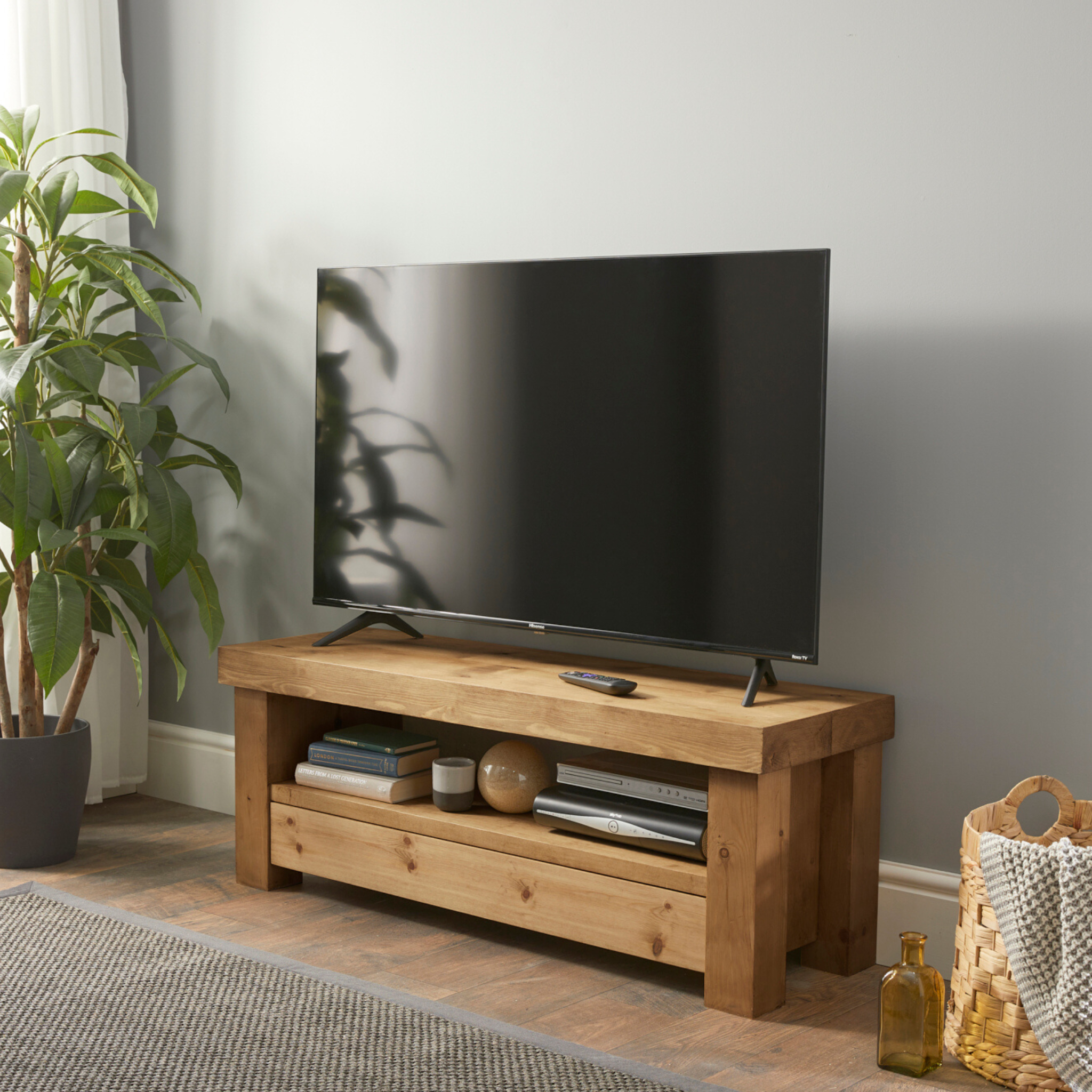 Solid Wood TV Stand Unit with Storage Off the Grain