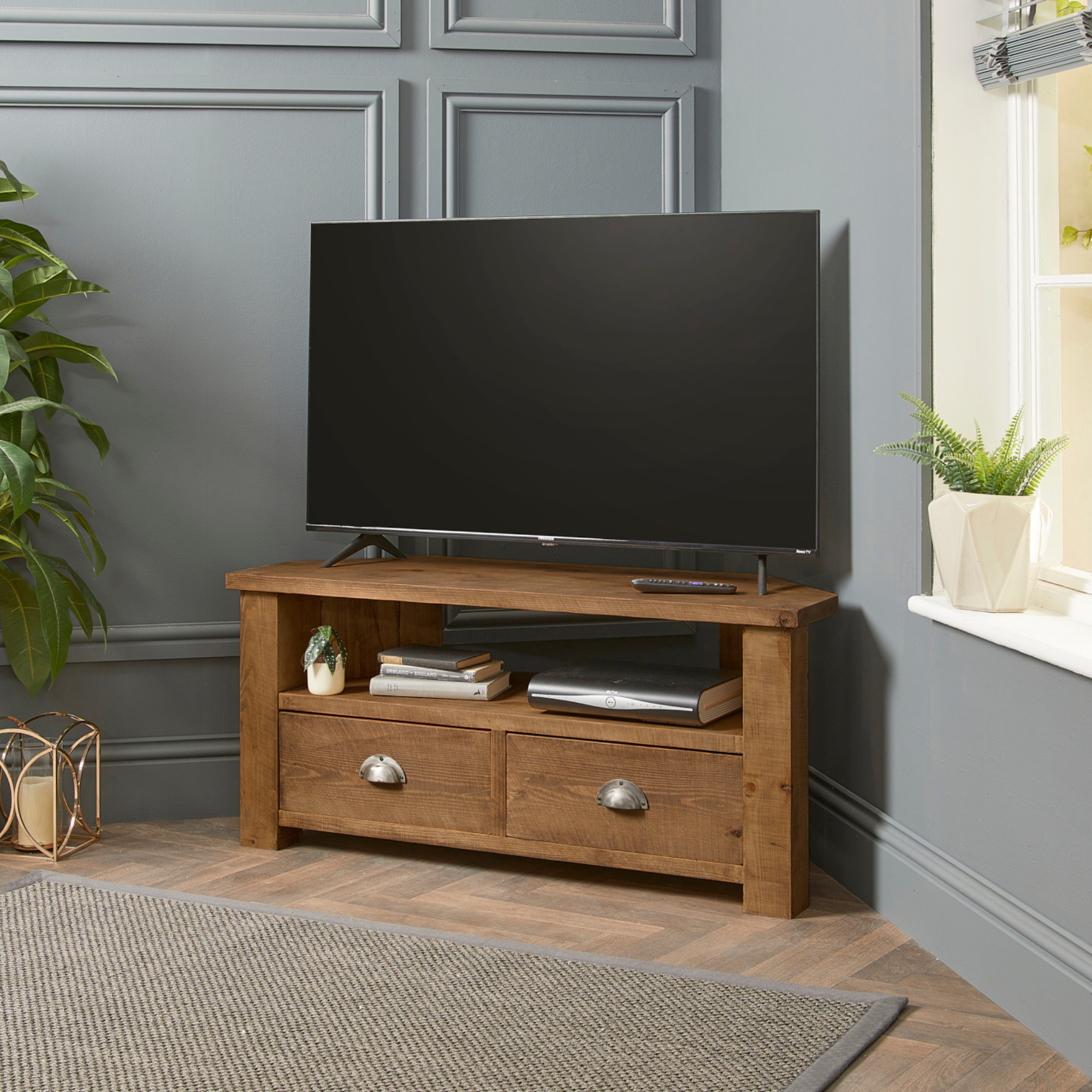 Wooden Corner TV Stand