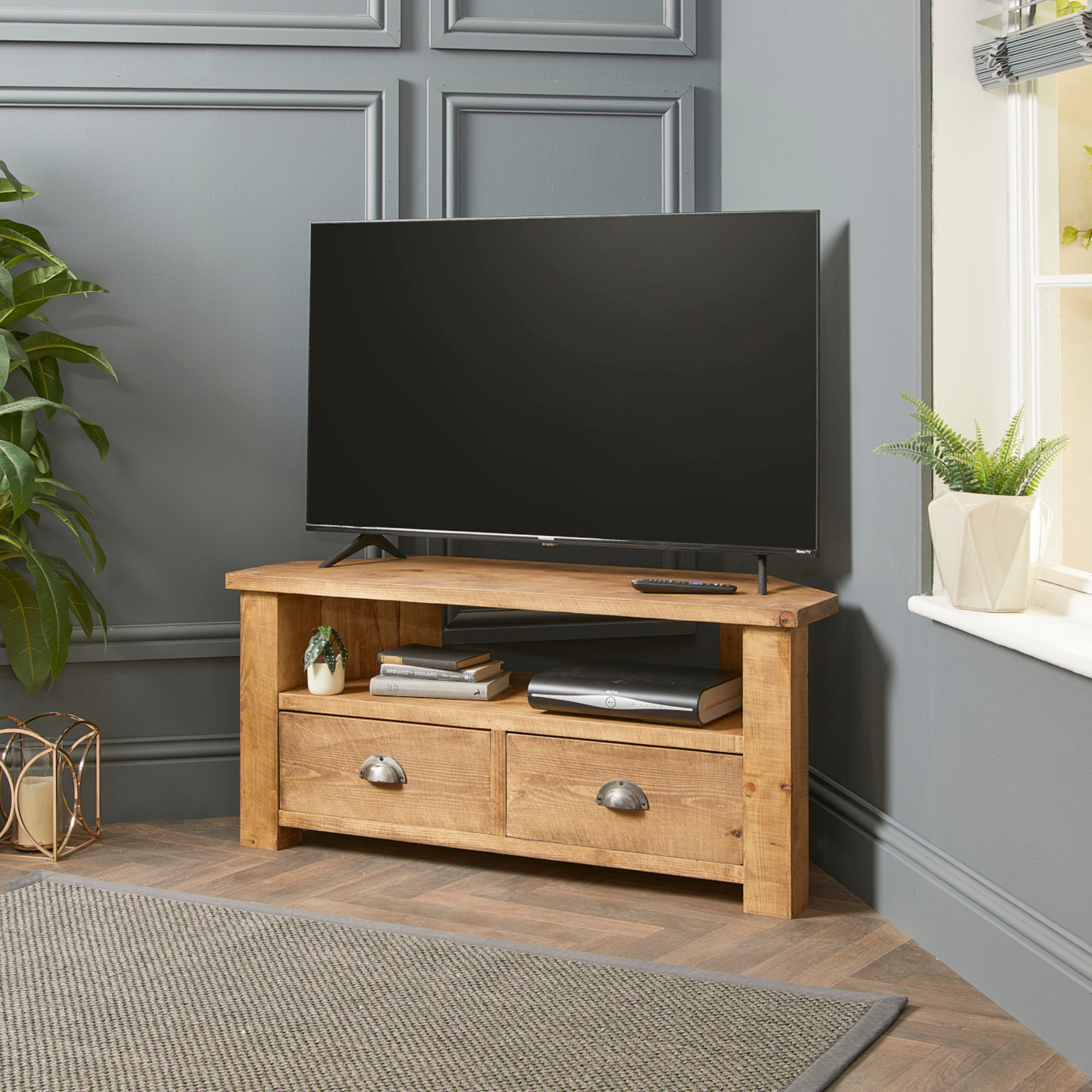 Wooden Corner TV Stand Off the Grain