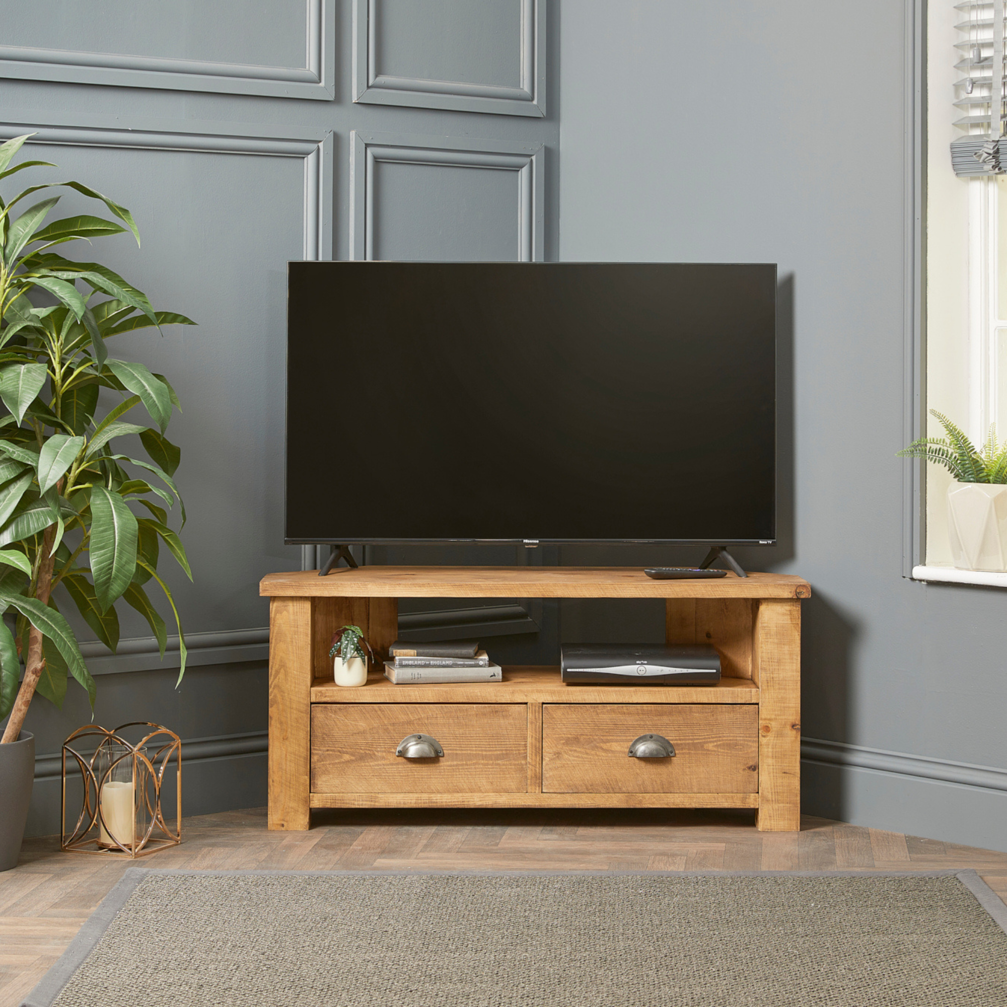 Wooden Corner TV Stand Off the Grain