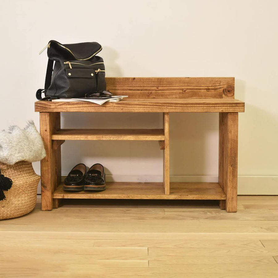 Hallway boot bench with storage for boots and shoes