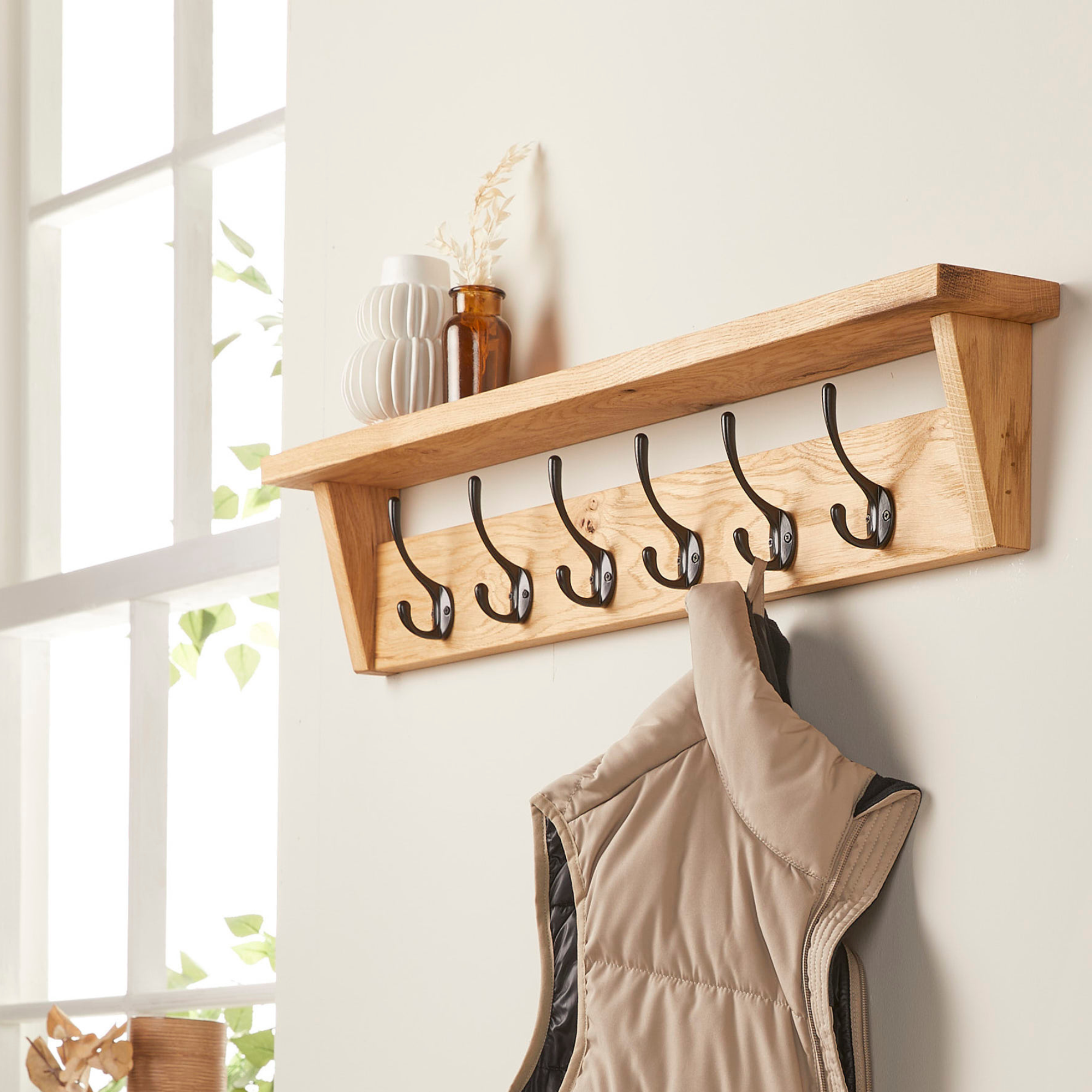 Solid Oak Coat Rack With Shelf Handcrafted In Yorkshire Off The Grain solid-oak-coat-rack-with-shelf-handcrafted-in-yorkshire-off-the-grain